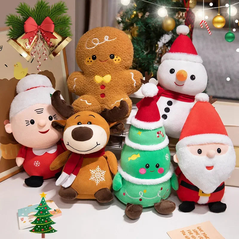 Charming Christmas Plush Toy Collection: Santa Claus, Christmas Tree, Gingerbread Man, Reindeer, Snowman, and Grandma Doll Gifts
