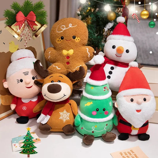 Charming Christmas Plush Toy Collection: Santa Claus, Christmas Tree, Gingerbread Man, Reindeer, Snowman, and Grandma Doll Gifts
