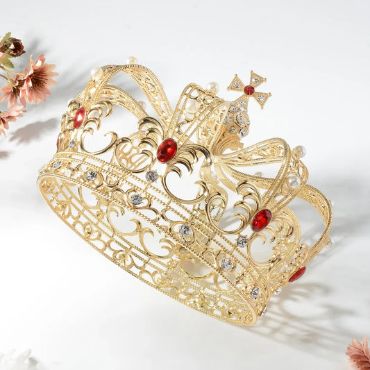 Large Crown Alloy Wedding Accessories Men'S Dance Party Cross-Border Hair Decorations Vintage Court King Crown Bridal Headwear