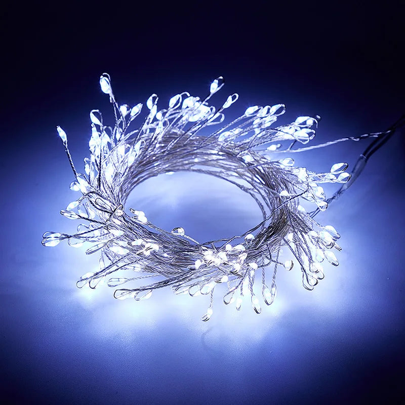 USB-Powered LED Firecracker String Lights with Remote Control for Wedding, Party, Garden, and Christmas Decor - Available in 3M, 6M, and 9M Lengths