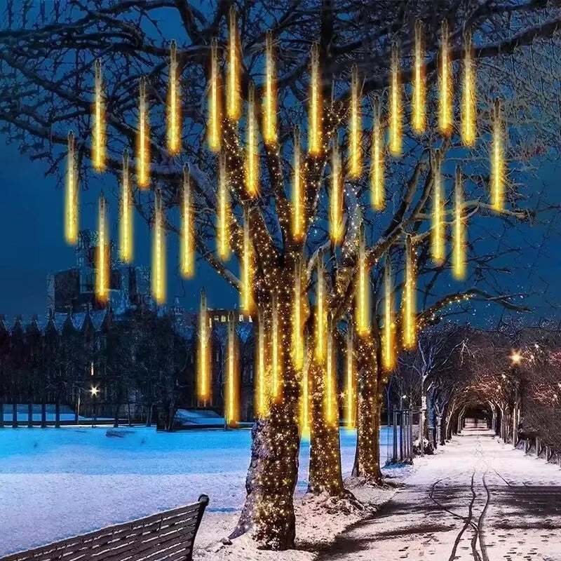 2-Pack Waterproof LED Meteor Shower Lights for Outdoor Christmas and Holiday Decor - 30/50CM Fairy Garland String Lights